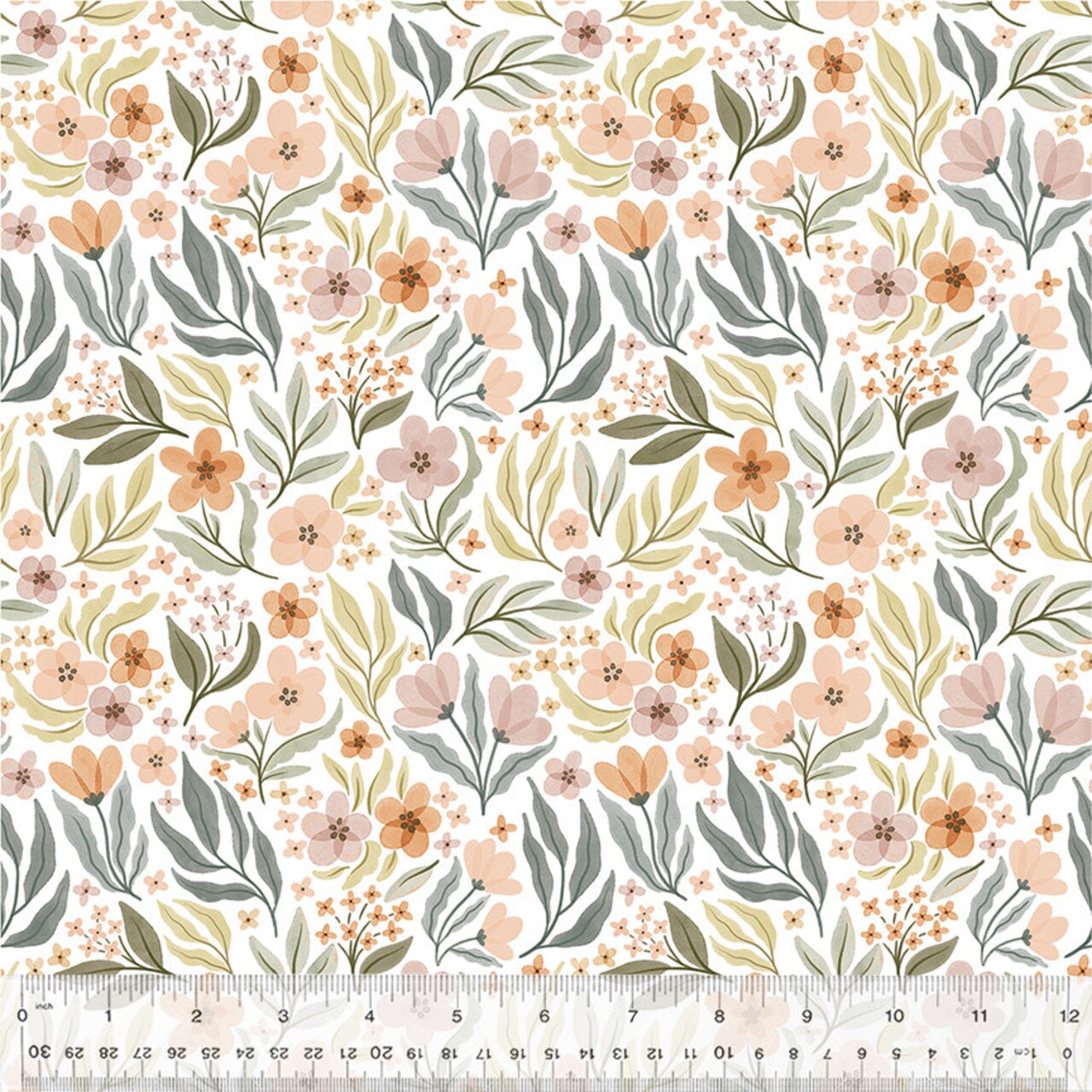Fabric Windham White Floral Garden by the Quarter Yard 54588-1